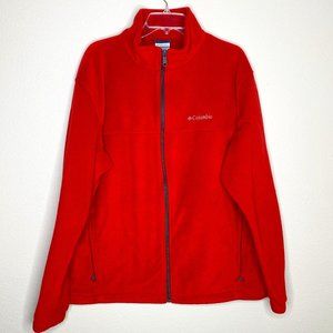 Columbia women's 1X, red fleece zipper jacket.